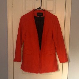 Banana Republic bright orange blazer with frayed trim NWOT